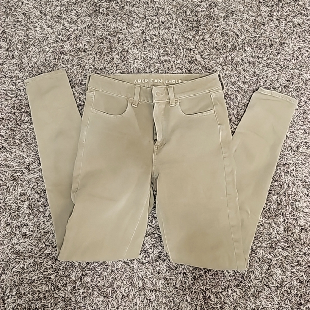 AE khaki hi-rise jeggings